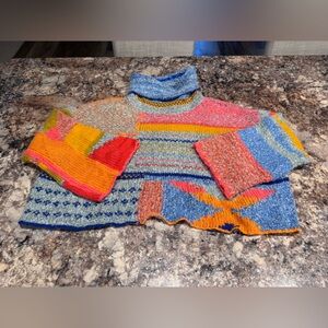 Sincerely Jules Multicolor Patchwork Cropped Turtleneck Sweater